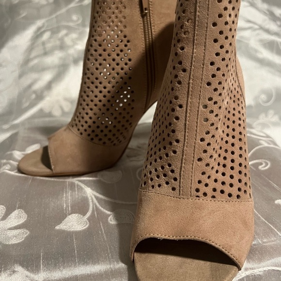 Peep -Toe Stiletto Suede Stiletto Boot by Audrey Brooke - Picture 5 of 8